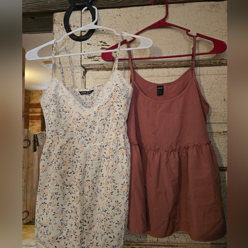 New SHEIN spaghetti strap Baby Doll Tank Tops Shirts Lot of 2 Sz. Small